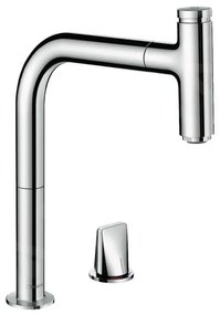 Hansgrohe M71, mosogató csaptelep M7119-H200 kihúzható spray-vel, 2-lyukú beépítés, sBOX, króm, HAN-73804000