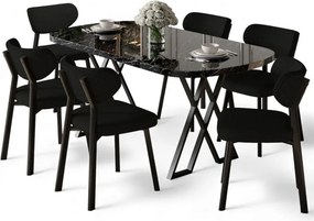 Axton étkezőgarnitúra, fekete márvány-fekete, 168 cm – TR240CHR2720