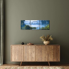 Egy hegyi tó képe (órával) (90x30 cm)