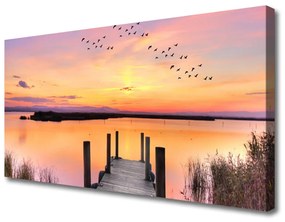 Vászonkép falra Pier Sunset Lake 100x50 cm