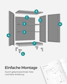 Irattartó szekrény, zárható multifunkciós tárolószekrény,matt szürke