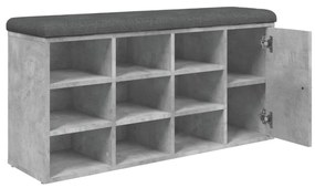 betonszürke szerelt fa cipőtároló pad 102 x 32 x 50 cm