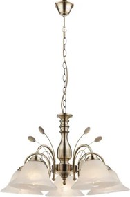 Globo 69007-5H CsillĂĄr bronz, ĂŒveg alabĂĄstom fehĂ©r, Ăž: 600, H:1000, exkl. 5xE27 60W 230V