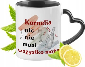 Kornéliáknak Fekete Bögre Szív Alakú Füllel Ajándék Nyomtatott