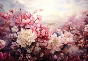 Fotótapéta Bazsarózsa Akvarell Rózsaszín Virágok Finomság 200x140 +ragasztó