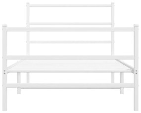 fehér fém ágykeret fej- és lábtámlával 100 x 200 cm