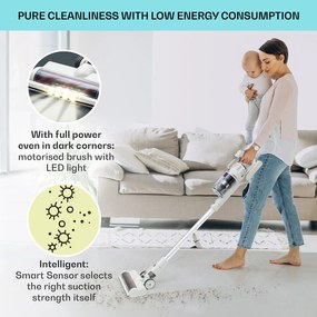 Klarstein LARMA, porszívó, vezeték nélküli, zsák nélküli, maximális üzemidő 45 perc, LED