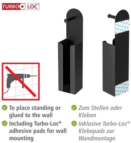 Fekete öntapadós acél WC-papír tartó Agira – Wenko