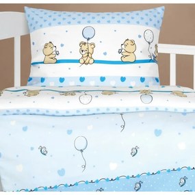 Bellatex pamut bölcsőágynemű Agata mackó kék, 90 x135 cm, 45 x 60 cm, 45 x 60 cm