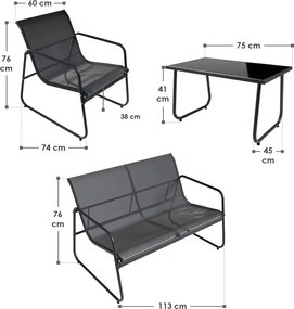 Juskys Genoa kerti fém garnitúra - antracit