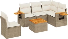 vidaXL 6 részes bézs polyrattan kerti ülőgarnitúra párnával