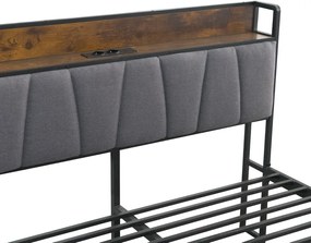 Ágy ágyráccsal és kihúzható pótággyal, 140x200, fekete/szürke, NORDO