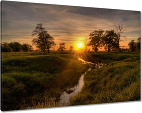 Vászonkép 100x70 Lenyugvó nap Rogalin