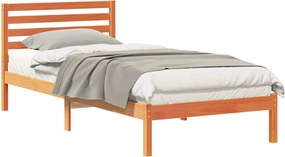 vidaXL Ágykeret fejtámlával Faggyú barna 90 x 210 cm Tömör fenyőfa