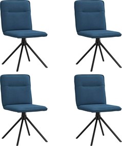 vidaXL 4 db kék szövet étkezőszék