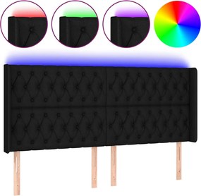 vidaXL fekete szövet LED-es fejtámla 183x16x118/128 cm
