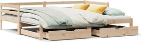 vidaXL tömör fenyőfa kanapéágy fiókkal 90 x 200 cm
