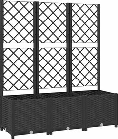 vidaXL fekete kerti virágláda ráccsal 120 x 40 x 136 cm PP
