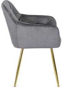 Szürke Bársony Étkezőszék Arany Lábbal. RAYA