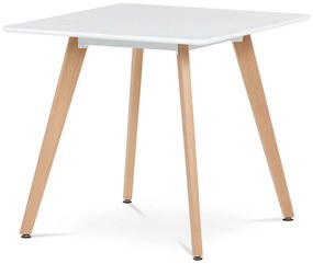 Masă de Bucătărie 80x80x74 cm, MDF, lac alb mat, picioare din fag masiv. DT-312