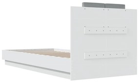 fehér ágykeret fejtámlával és LED-világítással 90 x 200 cm