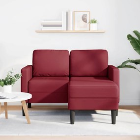 borvörös műbőr 2 üléses kanapé L-alakú kanapéval 125 cm