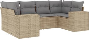 vidaXL 6 részes bézs polyrattan kerti ülőgarnitúra párnával