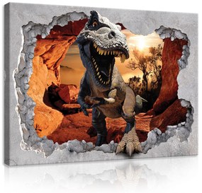 Vászonkép, T-Rex a barlangnál 80x60 cm méretben