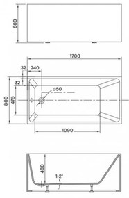 Flavia térben álló egyenes kád
