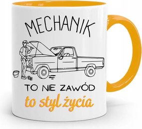 Sárga Bögre A Szerelő Számára Egy Életstílus, fényképes nyomtatással