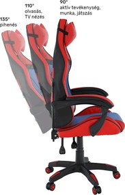 Irodai/gamer szék, kék/piros, SPIDEX NEW