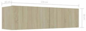 sonoma tölgy szerelt fa TV-szekrény 120 x 30 x 30 cm