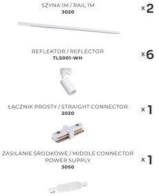 Zuma Line 3046 - Spotlámpa sínrendszerrel TUBE 6xGU10/35W/230V fehér