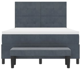 Box Spring Ágy Matrac és Pad Sötétszürke 140x190 cm Bársony