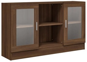 barna tölgy színű szerelt fa vitrinszekrény 120 x 30,5 x 70 cm