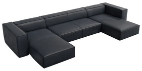 Sötétkék bőr sarokkanapé (U alakú) Madame – Windsor &amp; Co Sofas