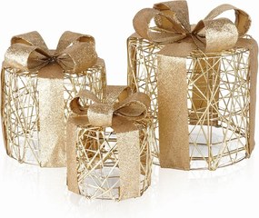 Ajándékok Világító Arany Karácsonyfadísz Karácsonyi Dekoráció Szett 3 Db-os