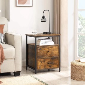 Éjjeliszekrény, oldalasztal, 45 x 60 x 45 cm, szüreti barna / fekete