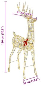 vidaXL 3D rénszarvas 250 LED-del Meleg fehér 180 cm PET