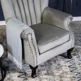 Chesterfield Fotel Szürke Bársony Kárpittal. MALLO