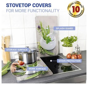 Edzett üveg tűzhely fedőlap szett 2 db-os 30x52 cm Herb – Wenko