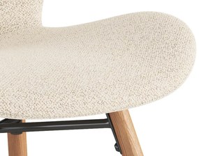 MAZZONI EXPORT ALTEA Crème (tissu Monza 90)/pieds en chêne naturel - CHAISE MODERNE BOUCLÉ POUR SALON/SALLE À MANGER/CUISINE/BUREAU