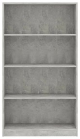 4-szintes betonszürke szerelt fa könyvszekrény 80 x 24 x 142 cm