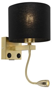Art Deco fali lámpa arany USB-vel és fekete árnyékolóval - Brescia