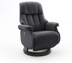 CALGARY Comfort L Fekete bőr relax fotel lábtartóval fekete lábbal