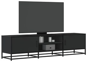 fekete szerelt fa és fém TV-szekrény 160x35x41 cm