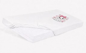 Bébi pamut gumis lepedő 60x120/70x140 - Cica mintával