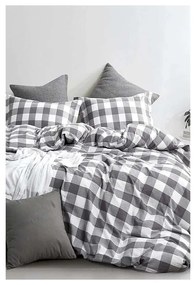 Fehér-szürke kétszemélyes-hosszabbított pamut ágyneműhuzat lepedővel 200x220 cm – Mila Home