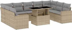 vidaXL 10 részes bézs polyrattan kerti ülőgarnitúra párnával