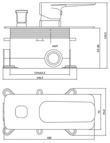 Cersanit S951-374-Zuhanycsap rejtett beépítéshez LARGA fényezett króm